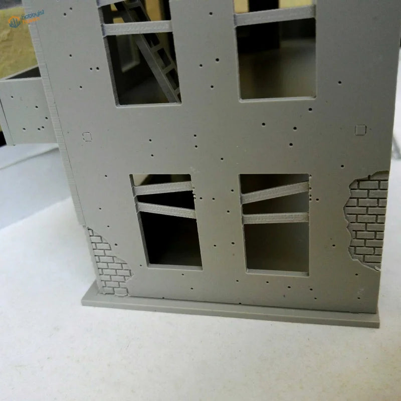 1/72 gray plastic modern building model kit with cut-out windows
