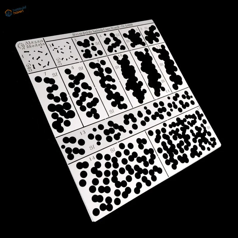 1/72 stencil for WWII German ambush camouflage with white rectangular design and black dot patterns