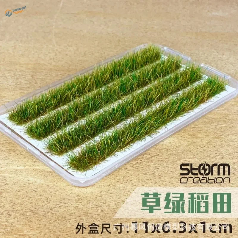 1/87 1/72 rice field grass strips in clear tray with neat green rows