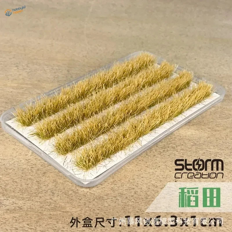 1/87 1/72 rice field grass strips: tray of golden-brown tufts