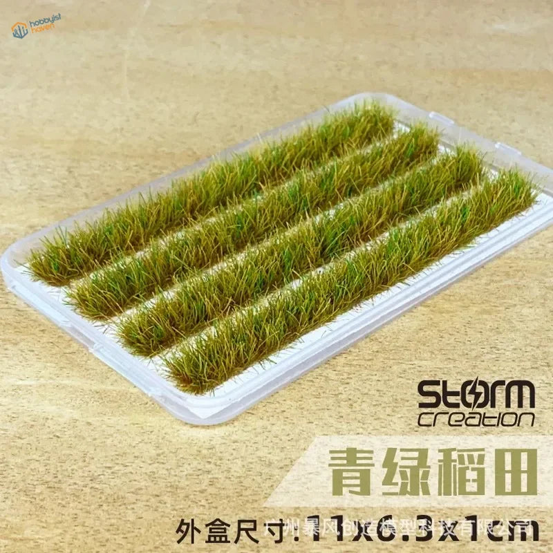 1/87 rice field grass strips: green artificial verdant rice field patches in tray