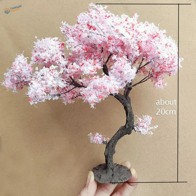 20cm model cherry tree with pink white blossoms on brown branches