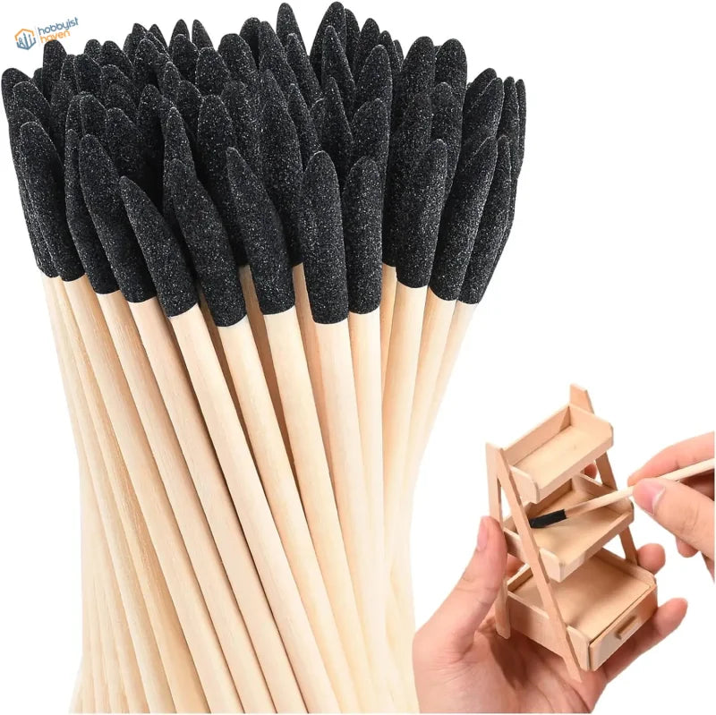 Black glitter-tipped sanding matchsticks, precision hobby tools