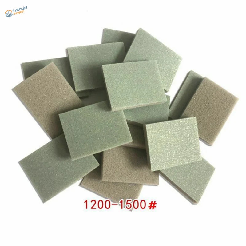Pile of fine-grit sanding sponges for scale modeling tools