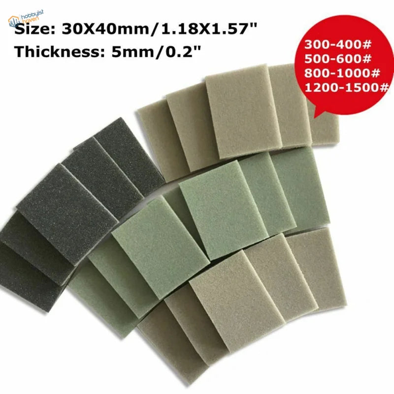 Set of sanding sponges (#300-#1500 grit) for scale modeling tools