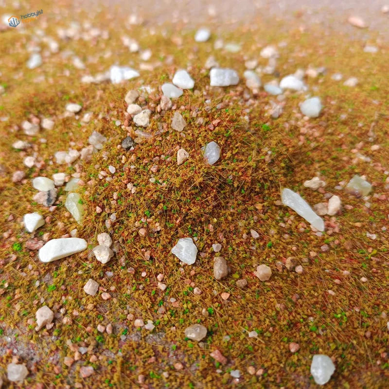 10/30g grass rocks diorama decoration with earthy brown terrain, synthetic grass fibers, pebbles