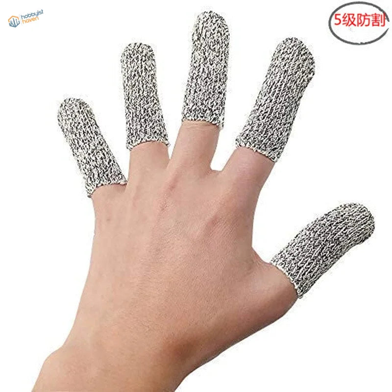 10 pcs gray white level-5 safety finger sheaths with textured weave