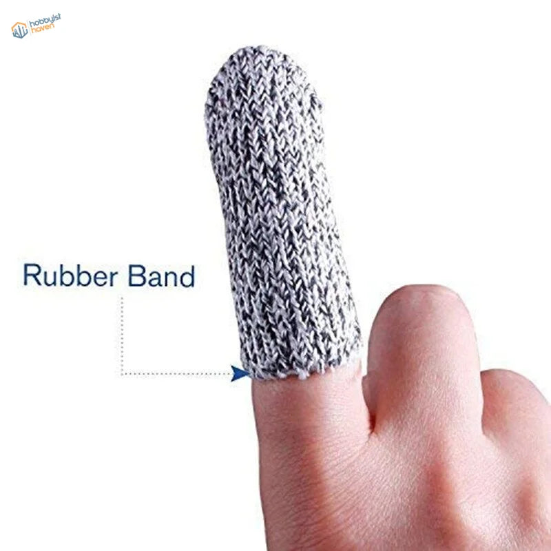 Gray and white level-5 safety finger sheaths with rubber band base