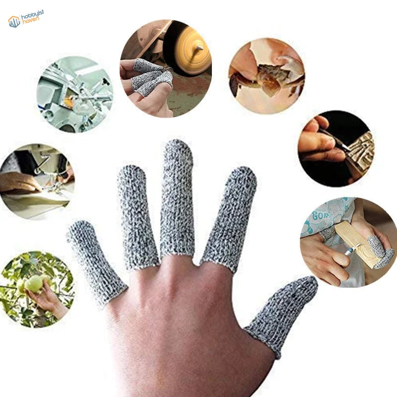 10 pcs gray level-5 safety finger sheaths with reinforced grip weave