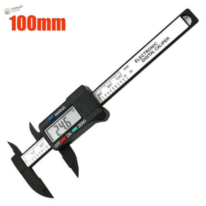 Black 100/150mm digital caliper with LCD display in mm and inches