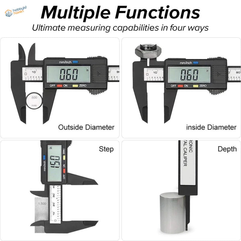 150mm digital caliper black with LCD mm/inch display precision hobby tool