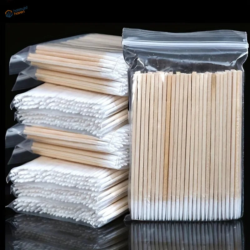 Disposable micro cotton swabs, 100/300/900pcs, wooden handles, soft tips