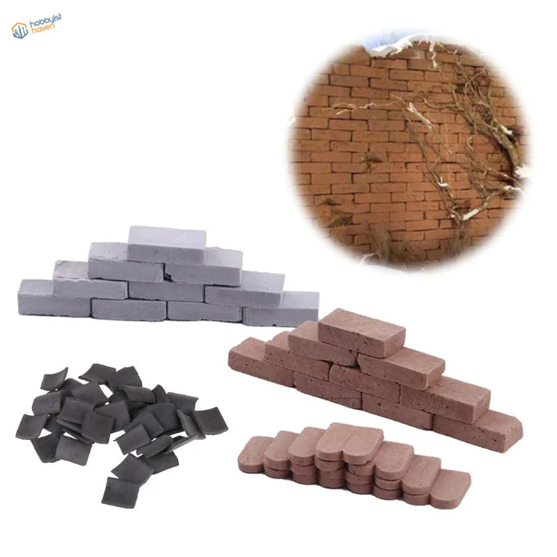1/16 1/35 scale miniature bricks in gray, reddish-brown, black for scale modeling