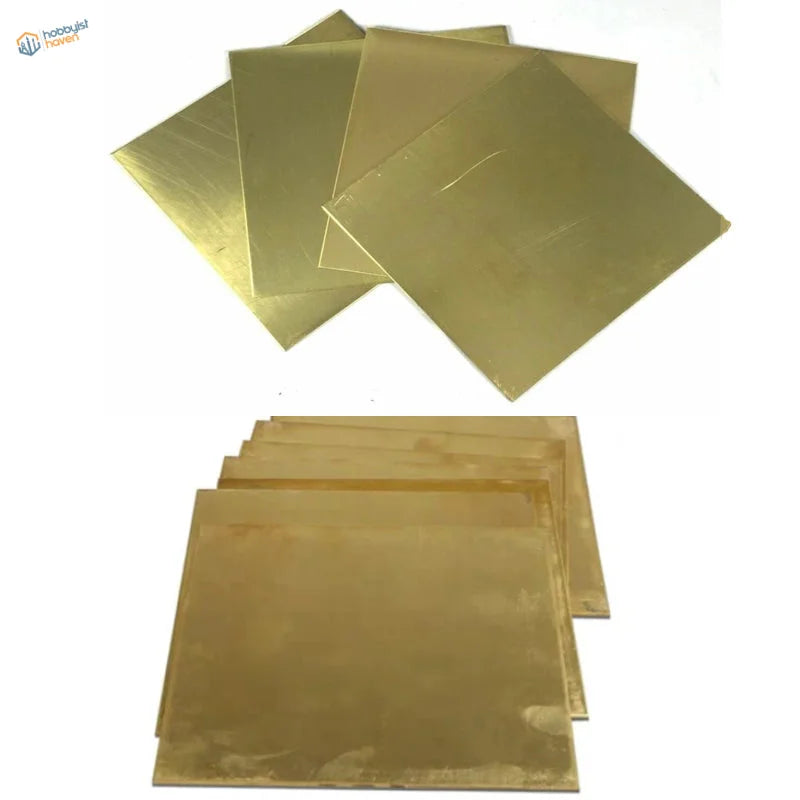 Stacks of 100x100mm H62 brass sheets with golden hue