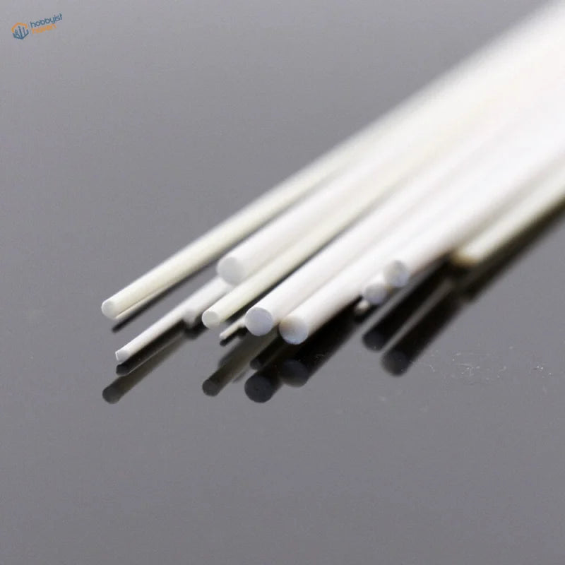 100pcs 0.5-2.5mm white styrene round rods, smooth cylindrical surfaces