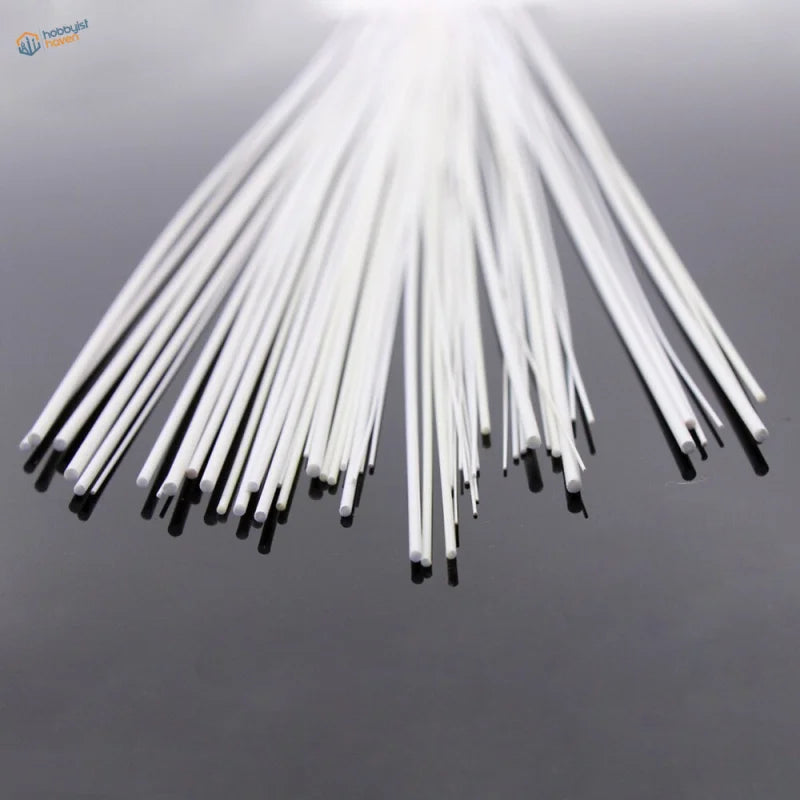 Bundle of 100pcs 0.5-2.5mm white styrene round rods