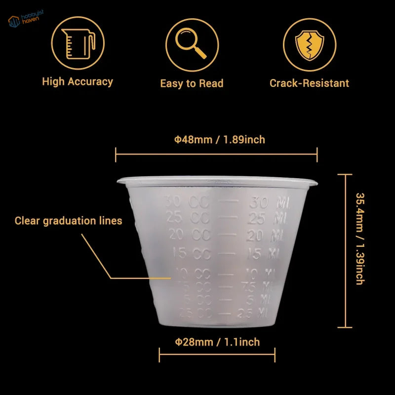 30ml translucent mixing cups with ml/cl markings, scale modeling tools