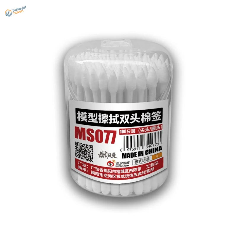 100pcs double-headed cotton swabs ms077 in clear pack for scale modeling tools