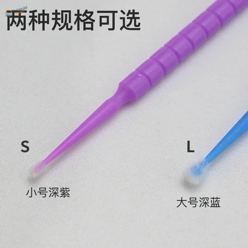 100pcs mini brushes: small deep purple (S) and large deep blue (L) swabs