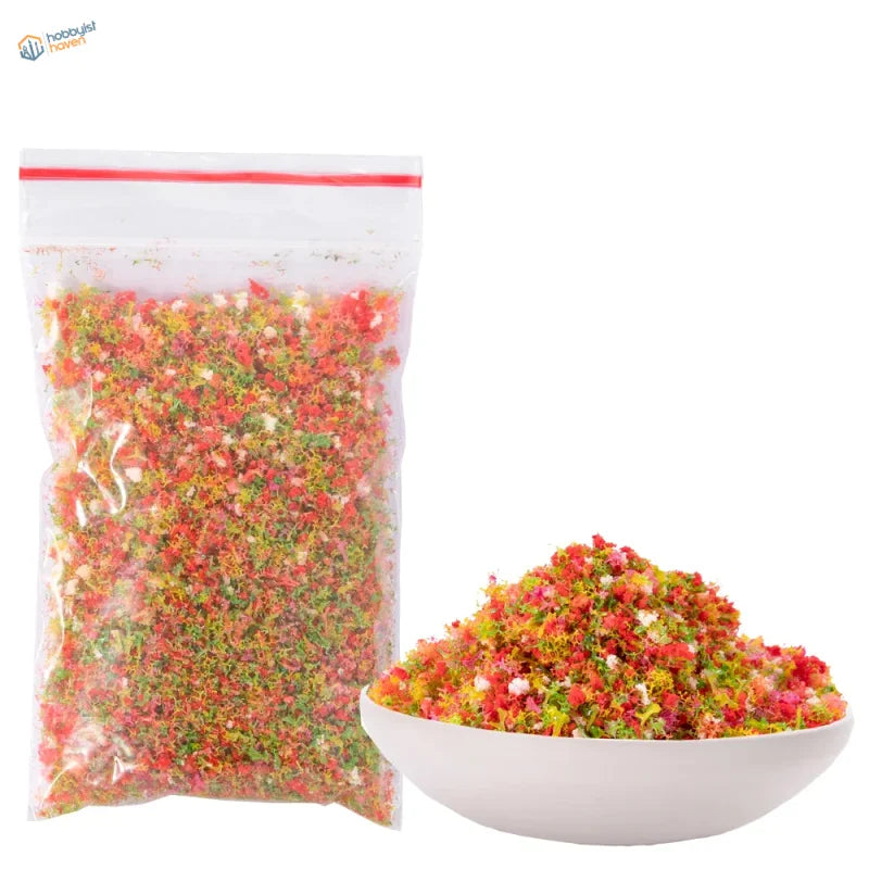 10g Tree Powder bag with red seal and colorful artificial moss for scale modeling tools