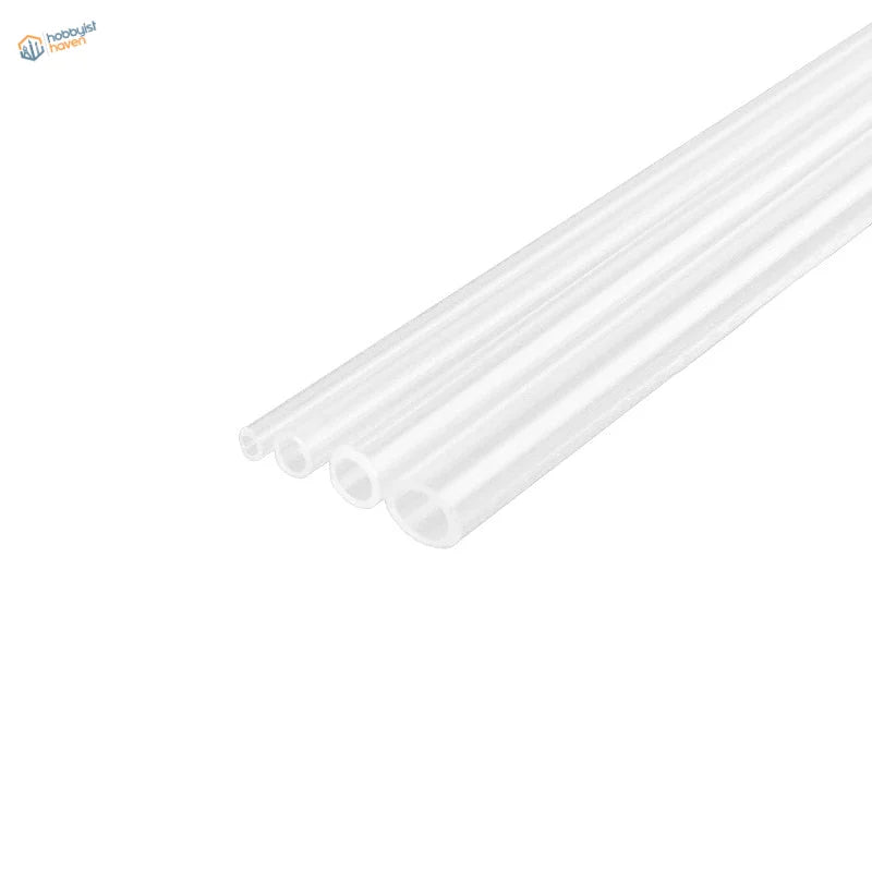 Four translucent transparent plexiglass tubes arranged diagonally