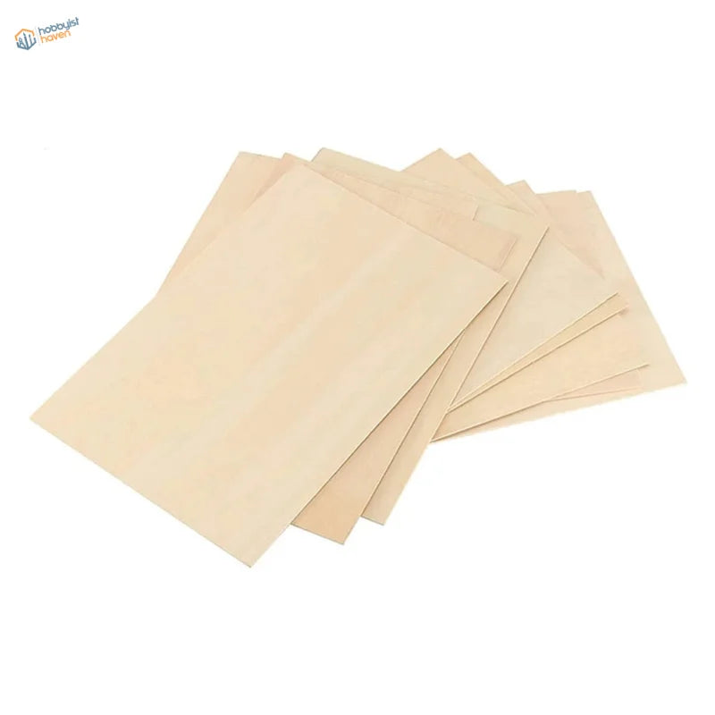 Stack of 10pcs 2mm balsa wood boards, light beige smooth sheets