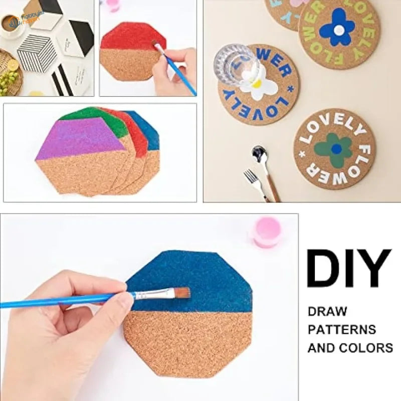 Painting hexagonal coasters with acrylics on 2mm cork sheets DIY project