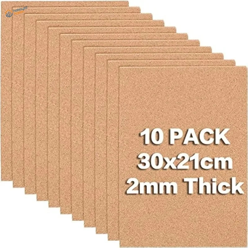 10pcs 2mm cork sheets, 30x21cm natural corkboards pack