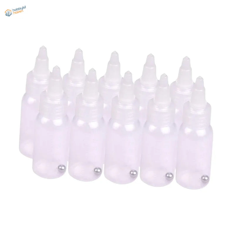 10pcs 30ml paint bottles with clear plastic white caps and steel balls