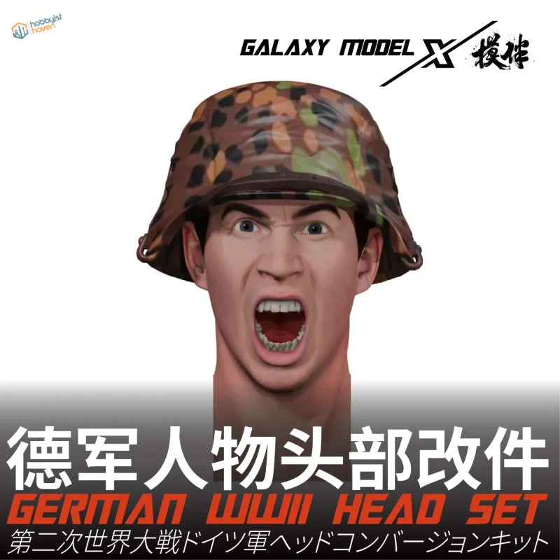 Camouflage 1/35 scale model helmet head with precision hobby tools