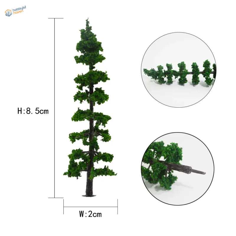 10pcs 85mm miniature pine trees with dark brown trunk for dioramas