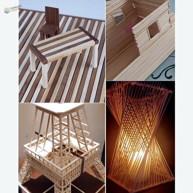 Wooden Eiffel Tower stick model from 10pcs bamboo planks