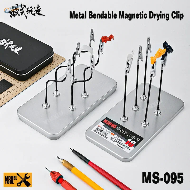 10pcs bendable magnetic clips set with silver stand and black arms
