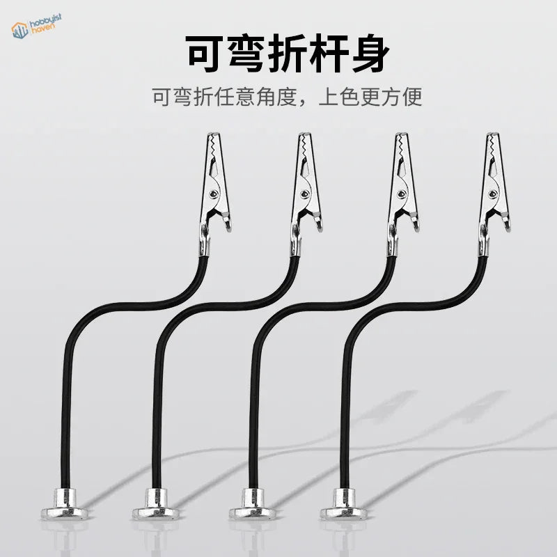 4 bendable magnetic clips set with flexible gooseneck and silver clamps