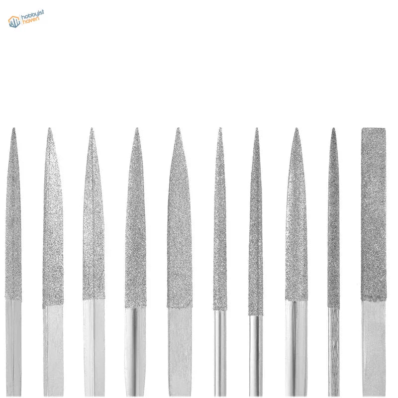 10pcs diamond files set with 10 silver metal tools and varied tips