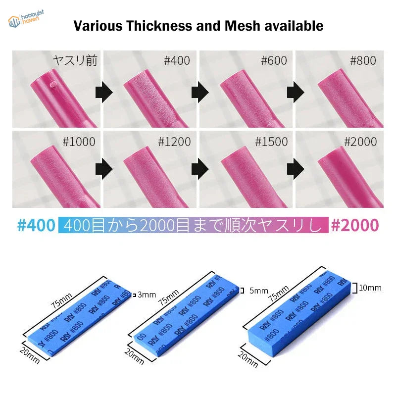 Pink and blue sanding sponges #400-#2000 grit for scale modeling tools