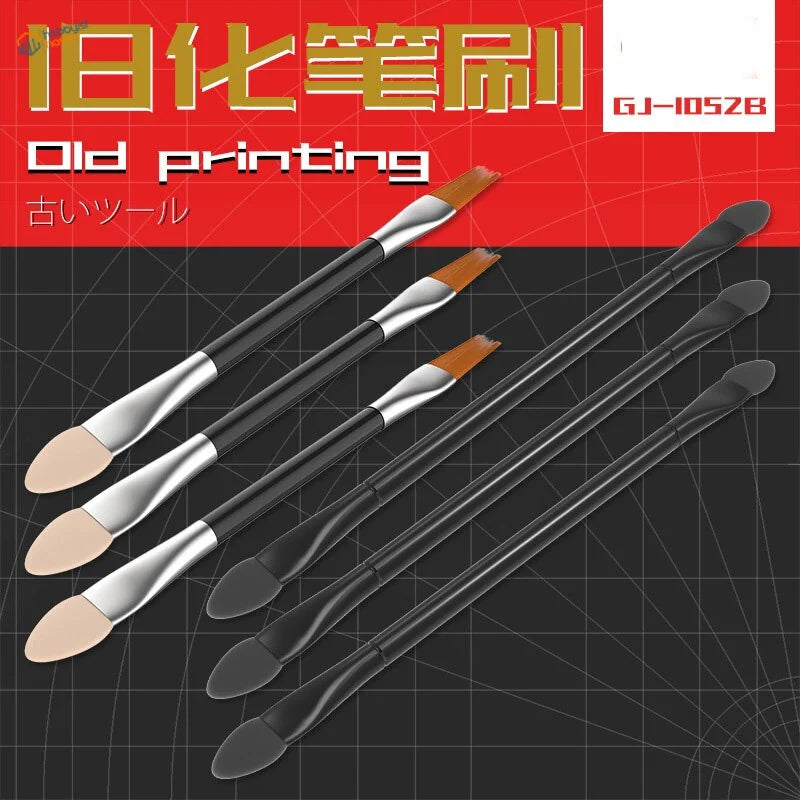 10pcs set of double-headed weathering brushes with vintage black handles