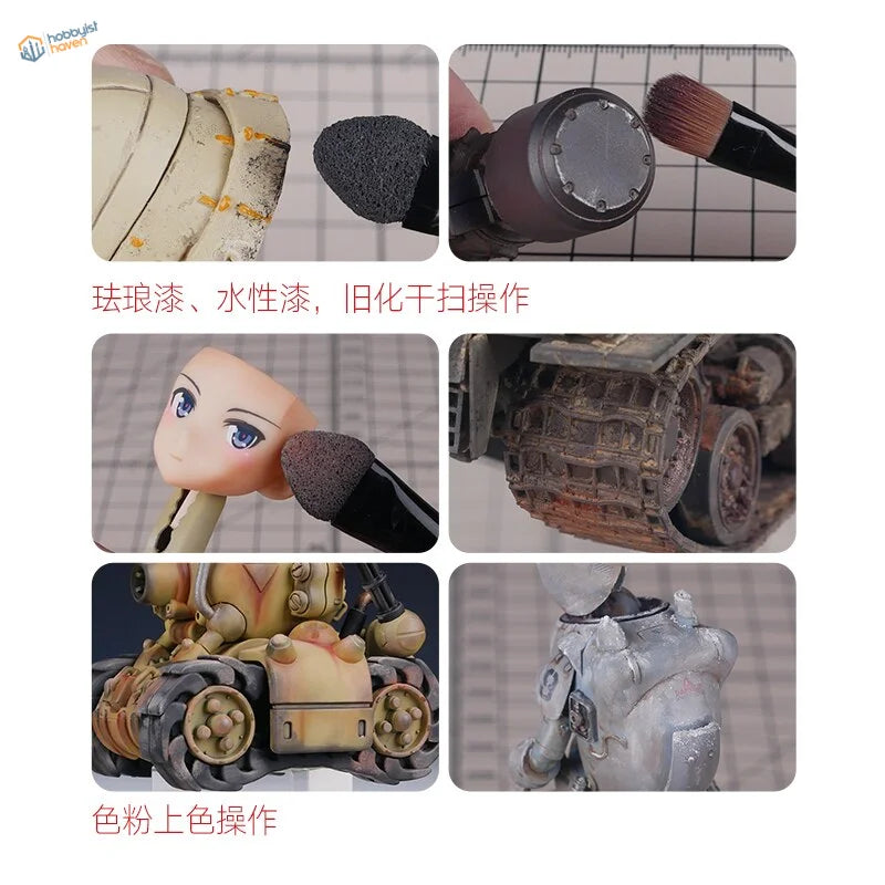 Detailing beige gray model figures with 10pcs double-headed weathering brushes