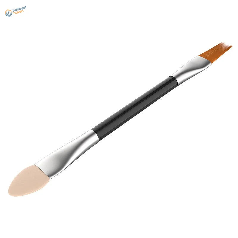 Black and silver double-headed weathering brush with beige sponge and orange bristle tips