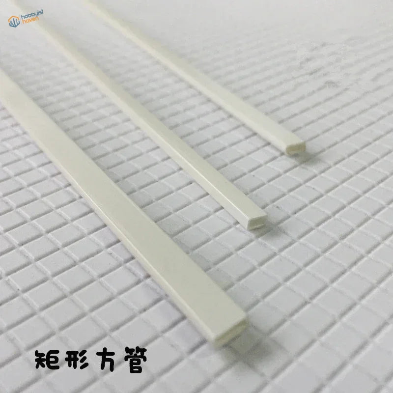 10pcs styrene rods white rectangular plastic tubing for scale modeling