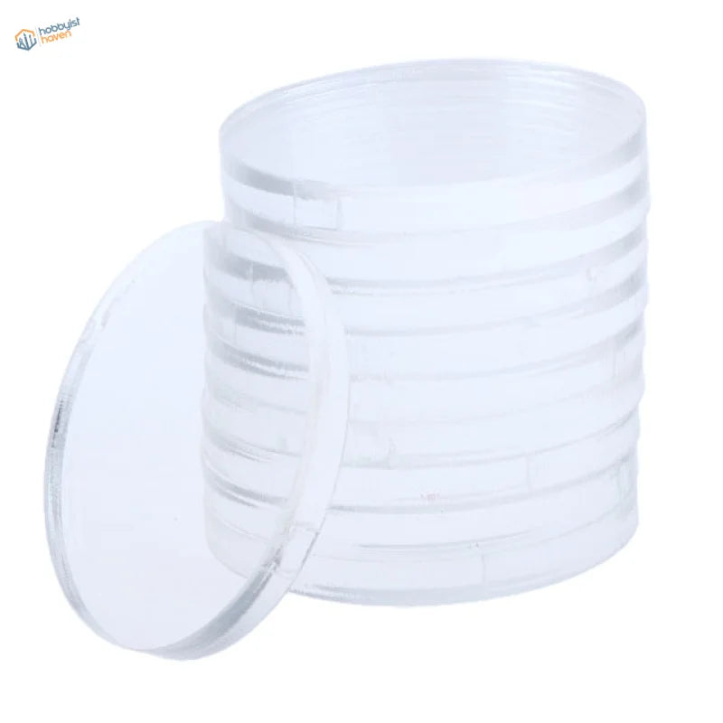 Stack of 10 transparent acrylic bases, 45mm round coasters for miniatures