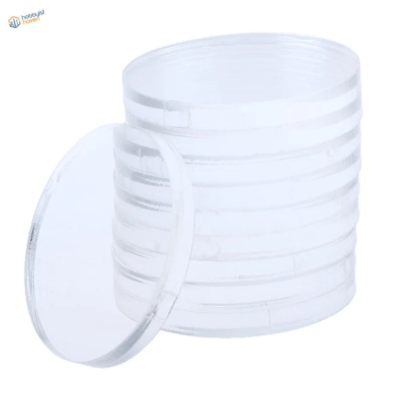 Stack of 10 transparent acrylic bases, 45mm round coasters for miniatures
