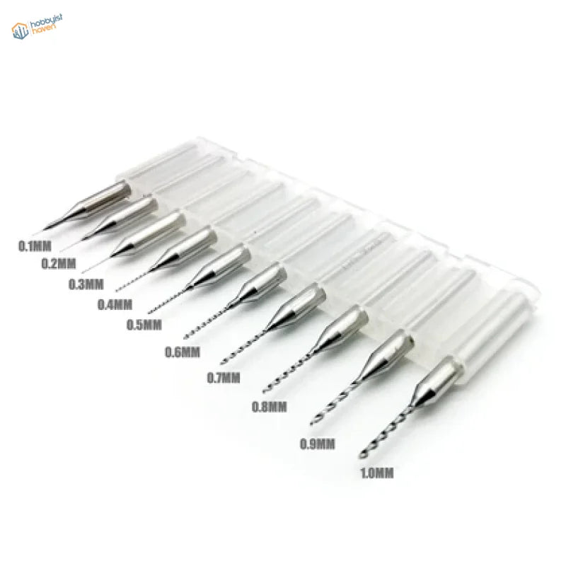 10pcs tungsten steel drill bits set with mm labels in clear cases