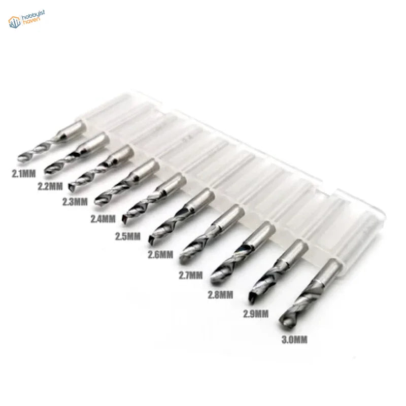 10pcs tungsten steel drill bits set of 10 in labeled plastic case