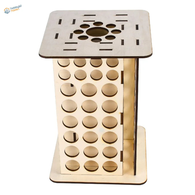 113 holes paints rack column with light wood grid and perforated top