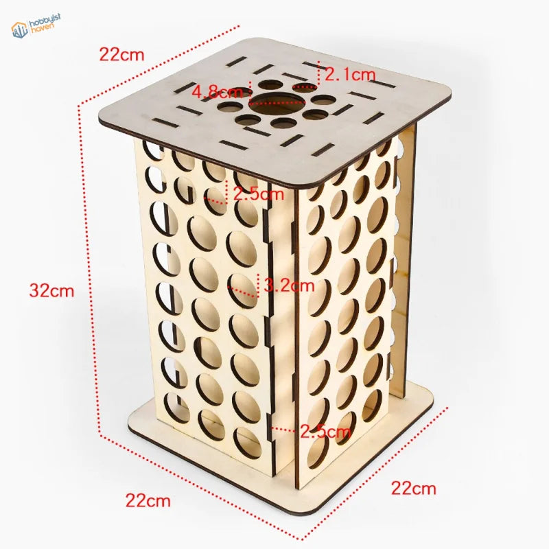 113 holes paints rack column wooden candle holder with perforated design