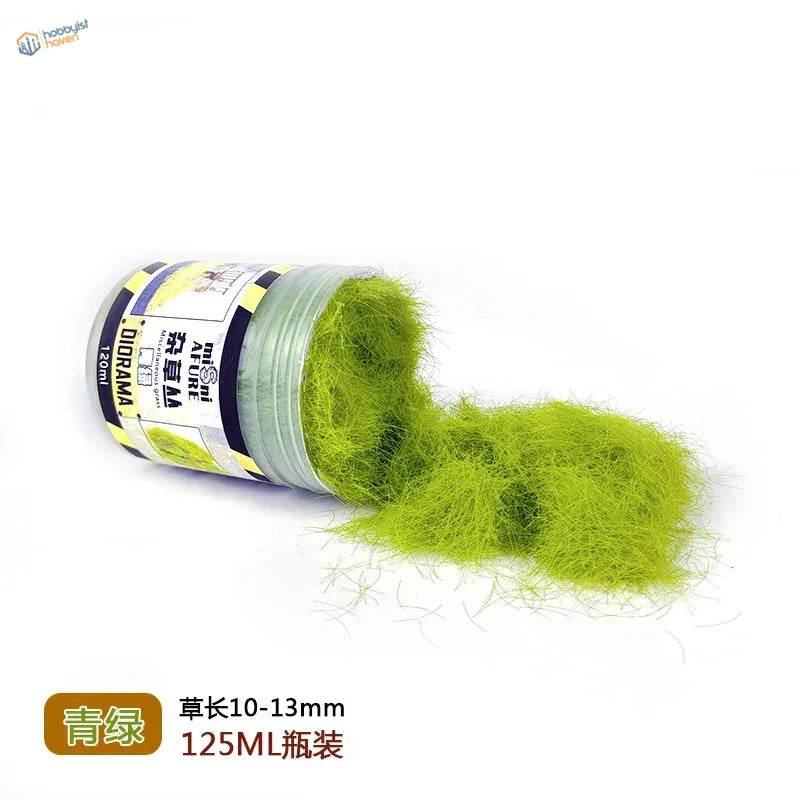125ml bottle of 10-13mm long static grass, vibrant lime-green fibers