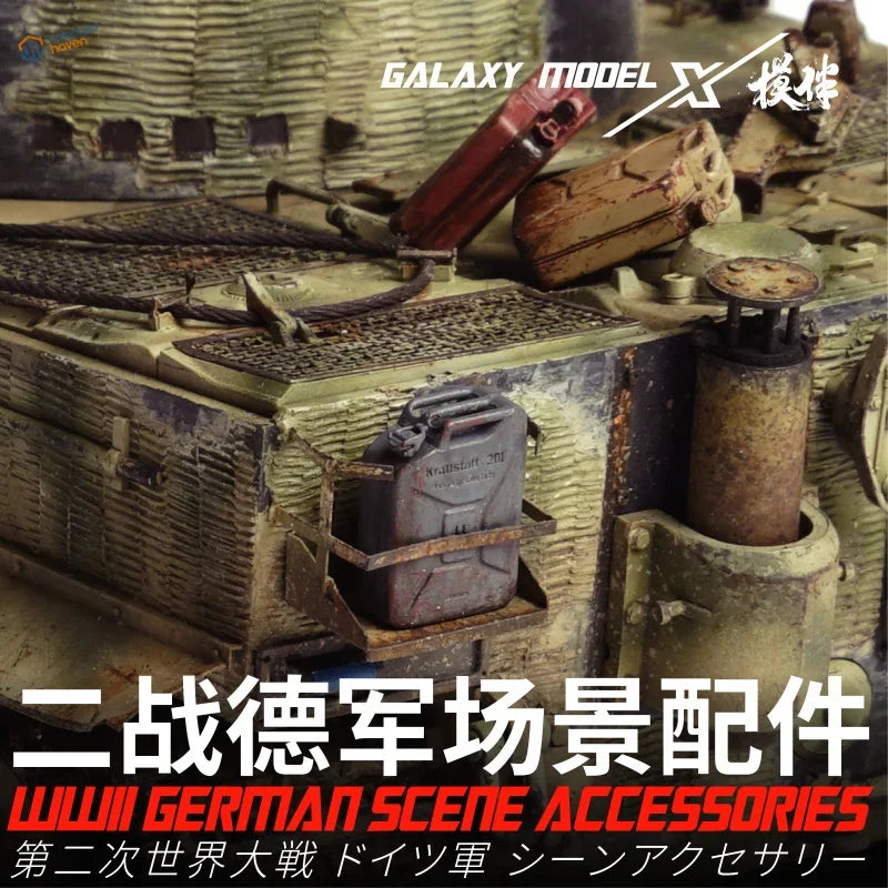 Weathered 1/35 WWII German jerry cans on tank model