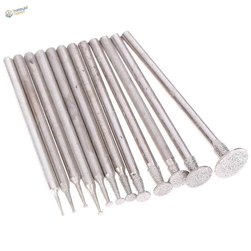 12pcs diamond burrs silver grinding tips for electric grinder