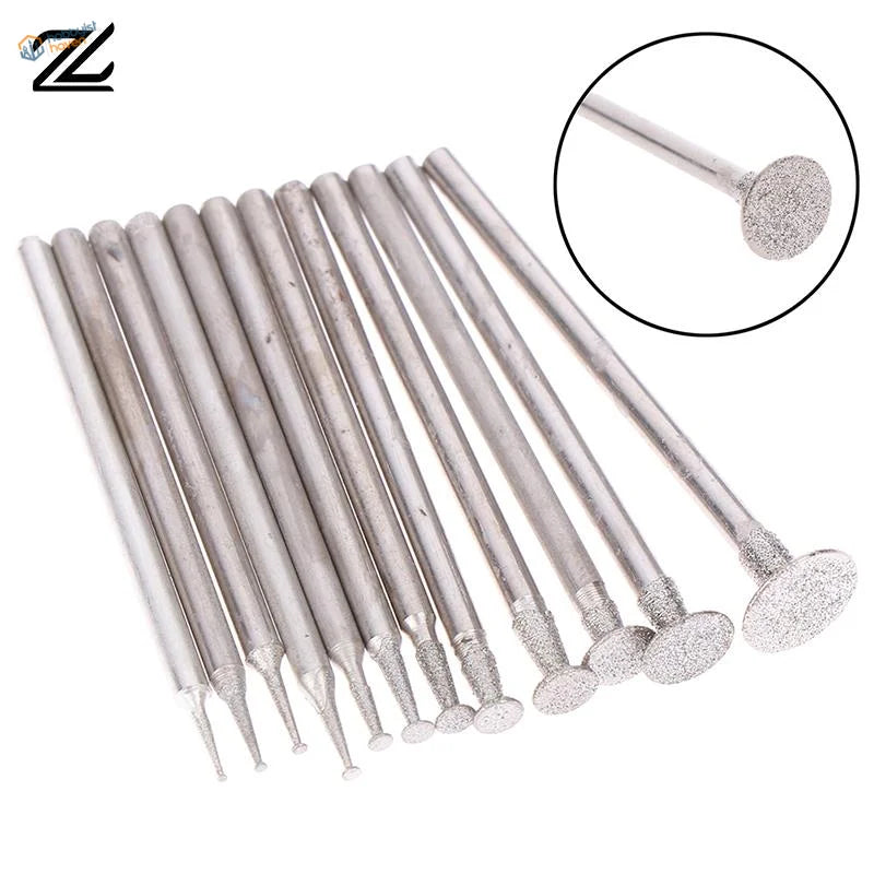 12pcs diamond burrs silver precision engraving tips for electric grinder